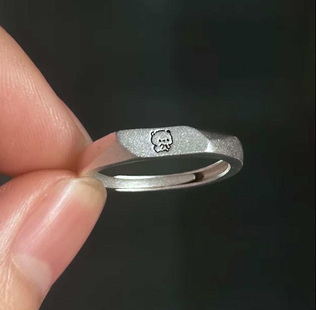 Bubu Dudu Cute Couple Open Ring Adjustable
布布一二可爱活口对戒情侣可调节戒指