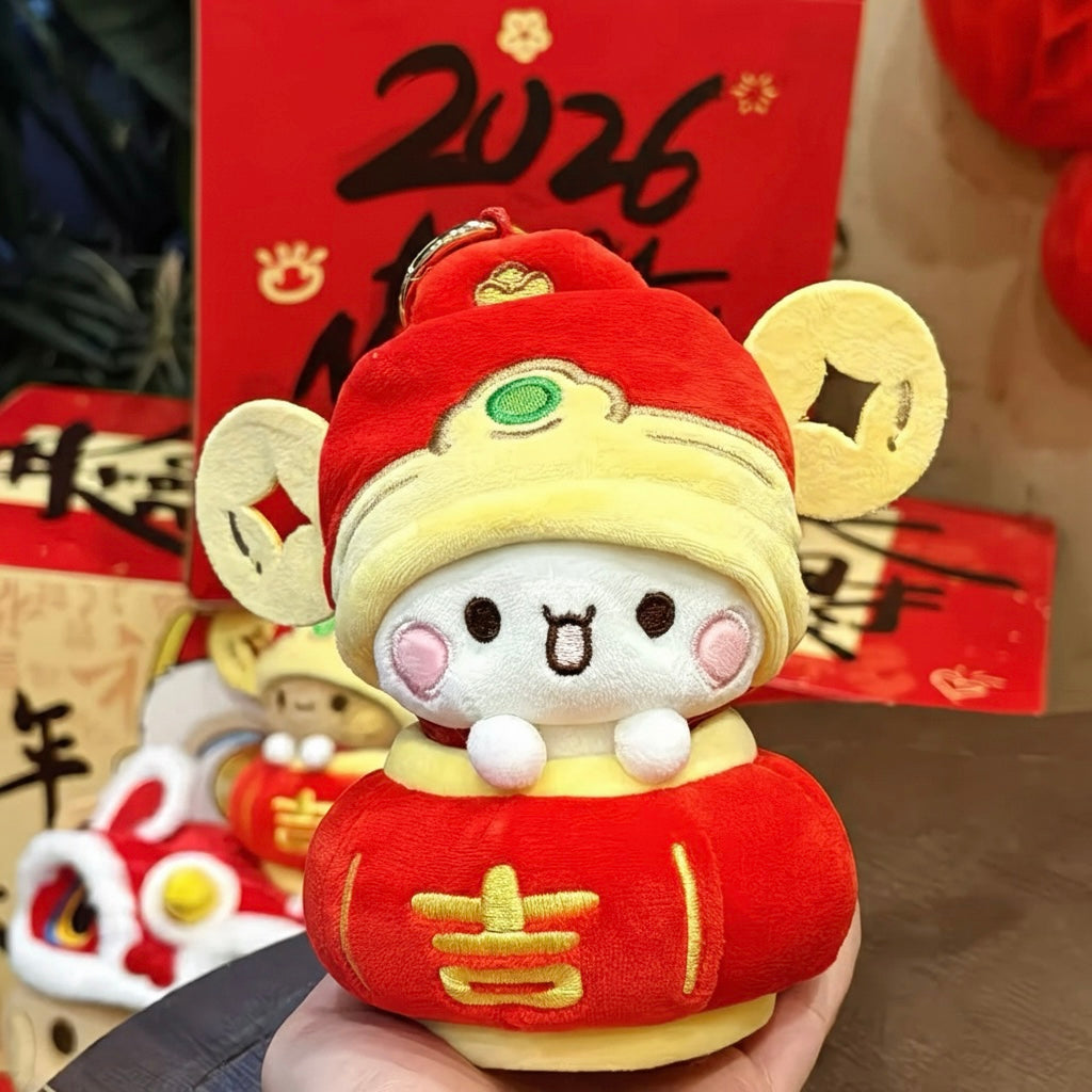 Handmade Bubu Dudu CNY 10cm Plush Charm Keychain｜手工布布一二新年公仔10厘米挂件