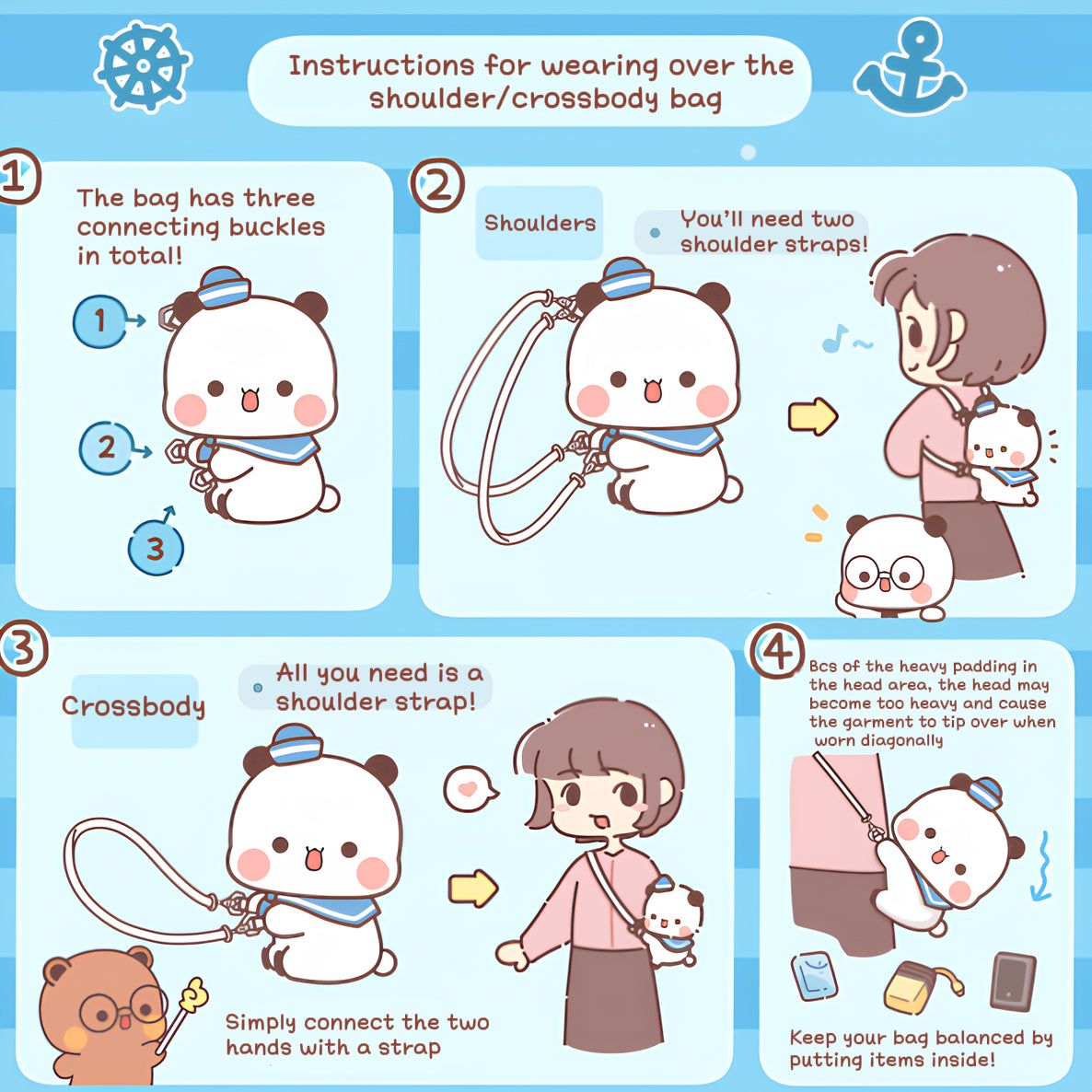 Bubu Dudu Sailor Plush Shoulder  Crossbody Bag|
一二布布毛绒单肩双肩通用水手包