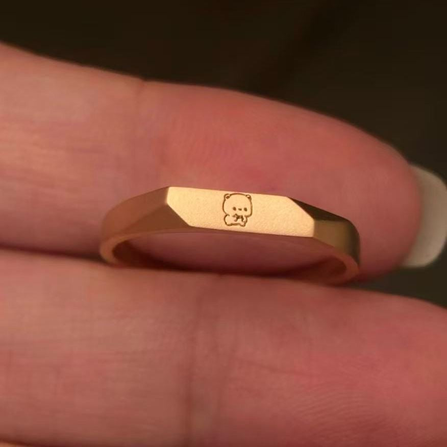 Bubu Dudu Cute Couple Open Ring Adjustable
布布一二可爱活口对戒情侣可调节戒指