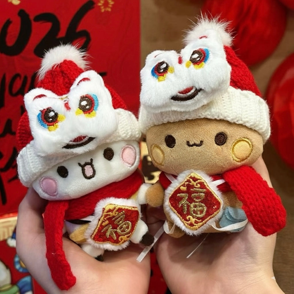 Handmade Bubu Dudu CNY 10cm Plush Charm Keychain｜手工布布一二新年公仔10厘米挂件