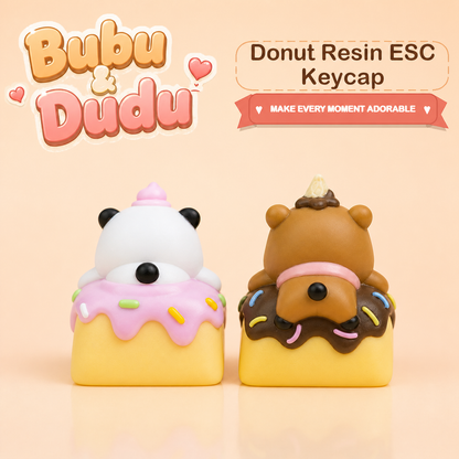 Bubu Dudu donut resin ESC keycap back view