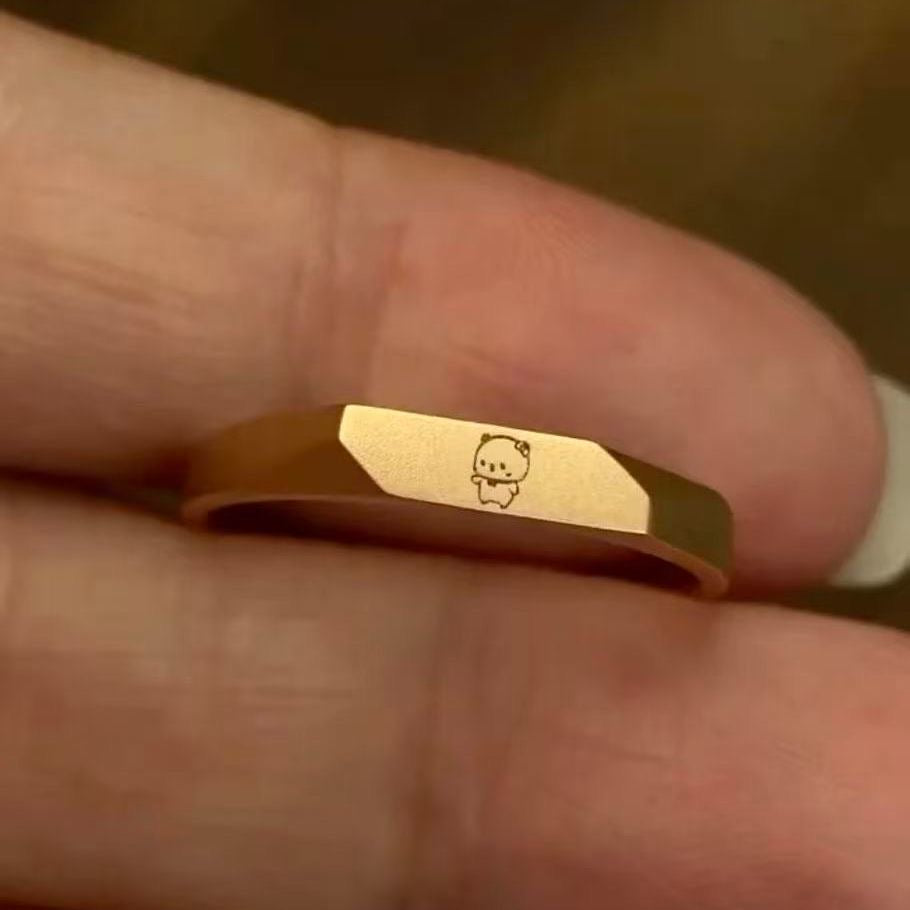 Bubu Dudu Cute Couple Open Ring Adjustable
布布一二可爱活口对戒情侣可调节戒指
