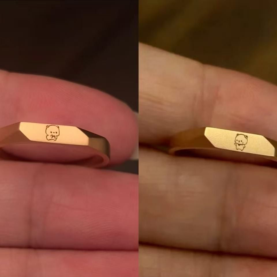 Bubu Dudu Cute Couple Open Ring Adjustable
布布一二可爱活口对戒情侣可调节戒指