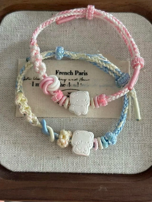 Pure silver Bubu Dudu strand rope bracelet 足银布布一二编绳手链