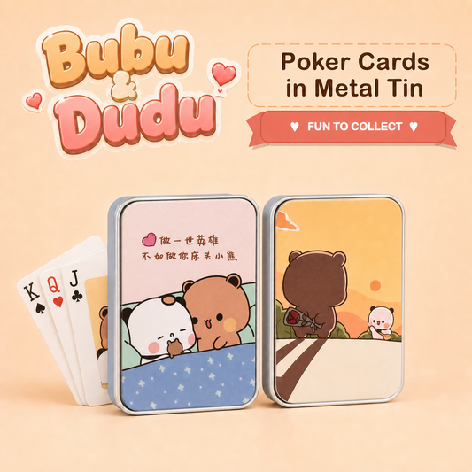 Bubu Dudu Poker Cards in Metal Tin - Bedside Bear and Sunset Love cover
