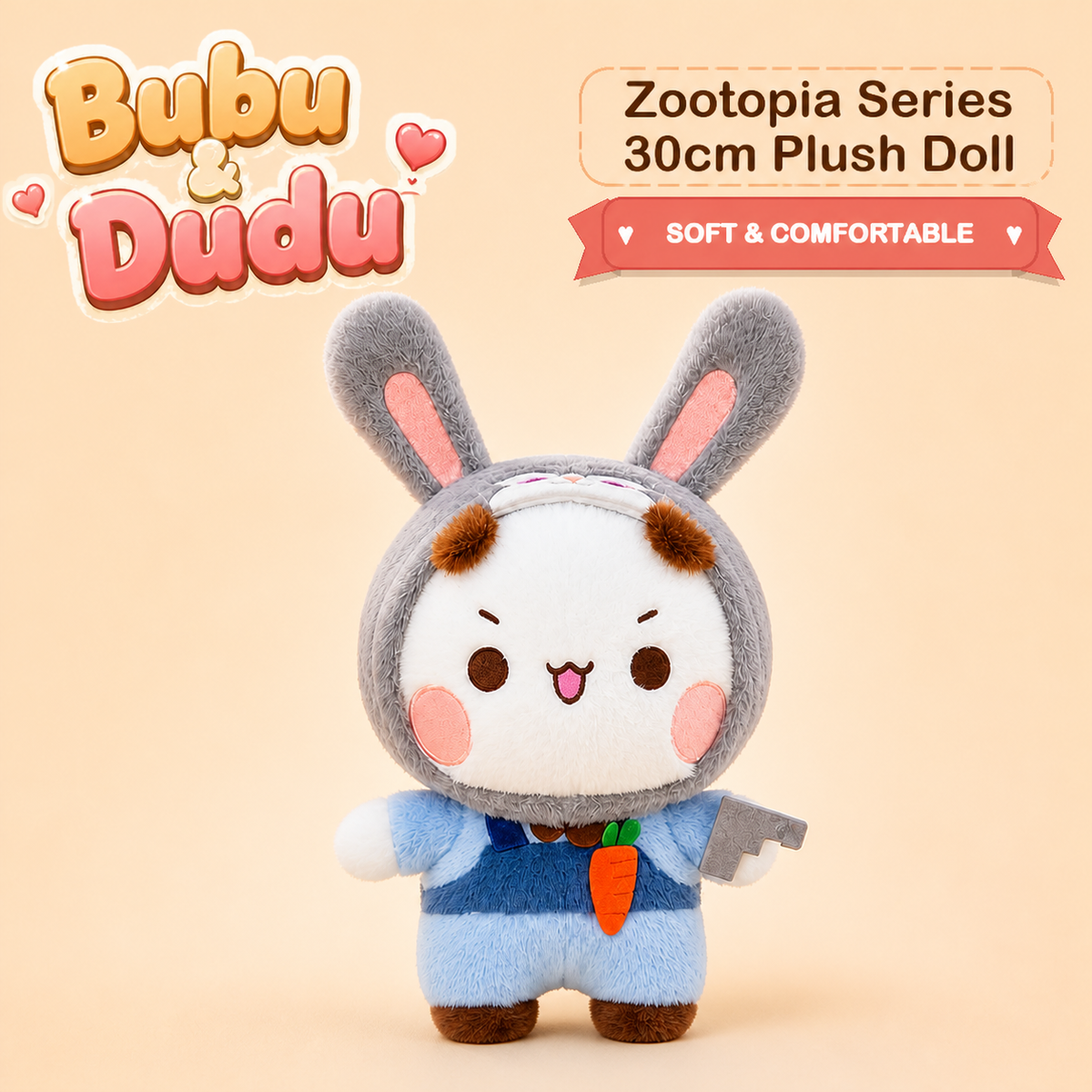 Bubu Dudu Zootopia Series 30cm Plush Doll - Bubu bunny outfit single