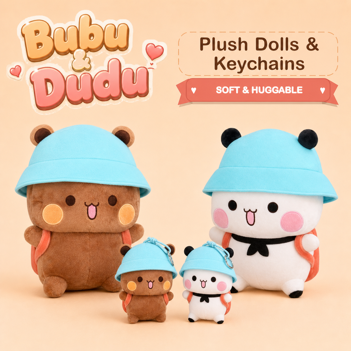 Bubu & Dudu Plush Dolls – Keychain and Huggable Sizes product photo