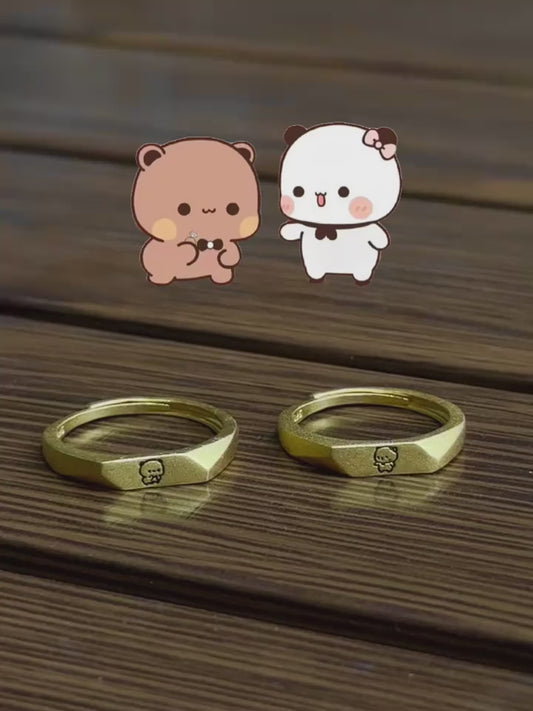 Bubu Dudu Cute Couple Open Ring Adjustable
布布一二可爱活口对戒情侣可调节戒指